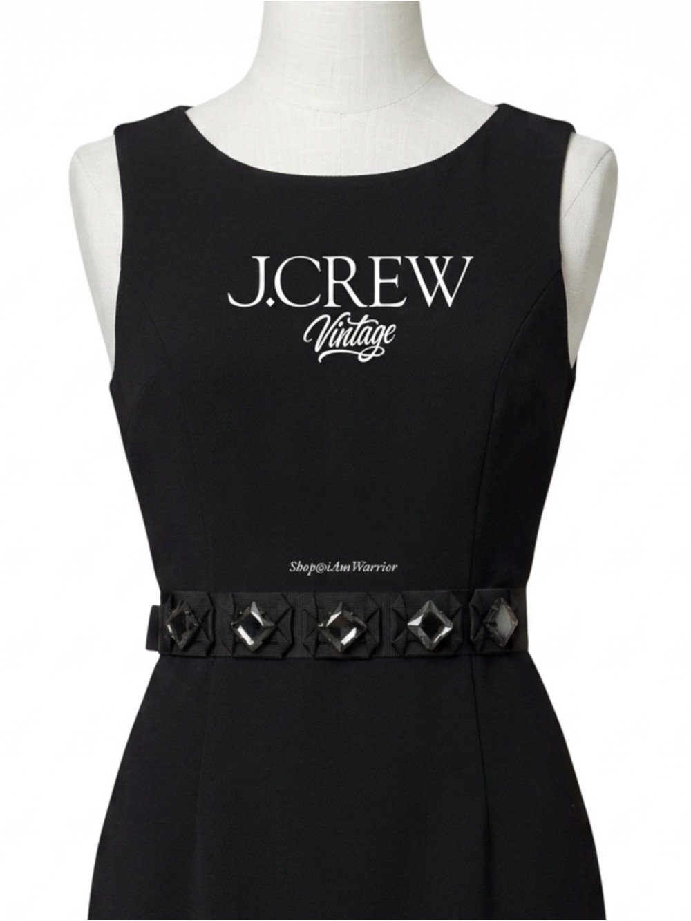 J.Crew Vintage Black Grosgrain Ribbon Belt w/ Smoky Crystal Squares @iamwarrior